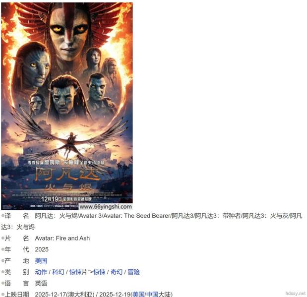 阿凡达：火与烬